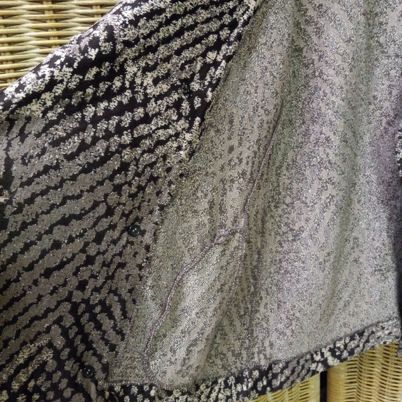 NIC + Zoe Blazer Jacket Double Breast Brown Beige Abstract Cropped Size PM/34 - Picture 5 of 8